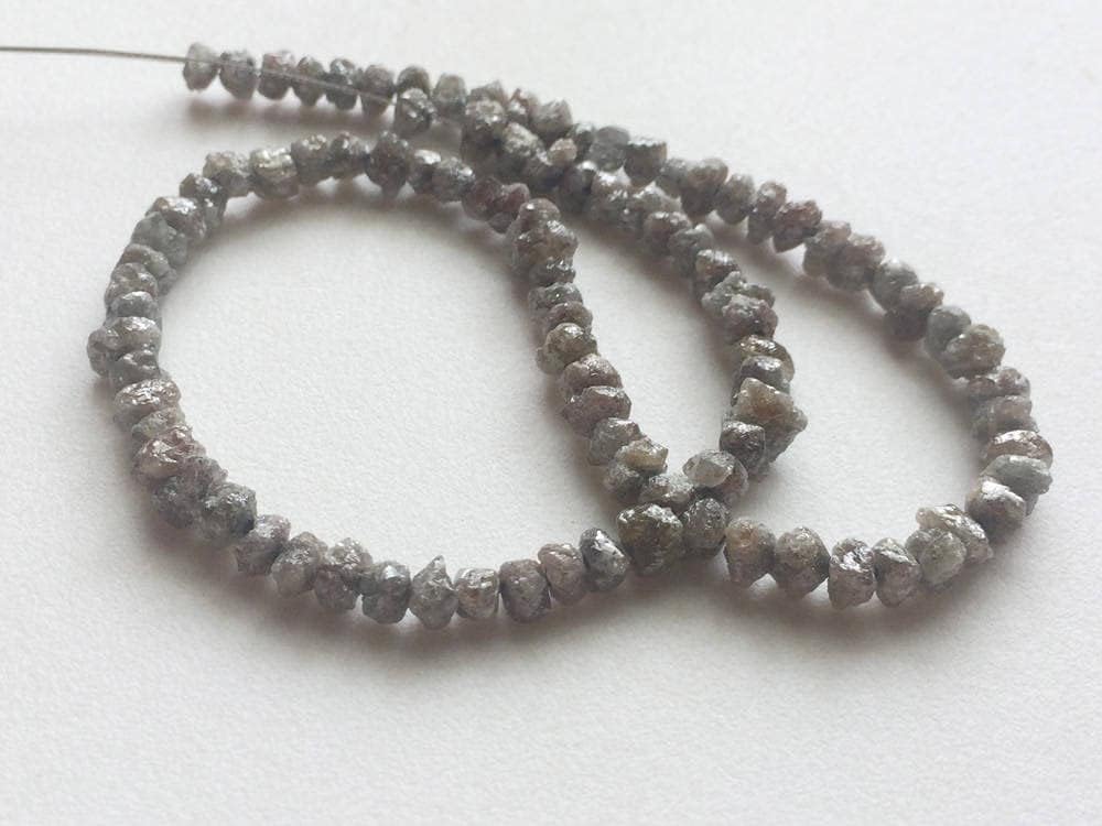 4.5-6mm Gray Rough Diamonds, 1mm Hole Size Natural Gray Raw Diamond Beads, Uncut Diamond Beads For Jewelry (2Pcs To 10pcs) - DS4125, 4.5-6.5 MM