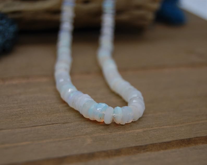 13 inch Strand of Natural gem Ethiopian Opal, 5-7 mm Rondelle Faceted Beads for DIY Jewelry Making. | Beads_03843