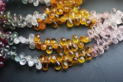 3.5 inch super-finest- natural multi sapphire micro faceted drops shaped size 4-6mm