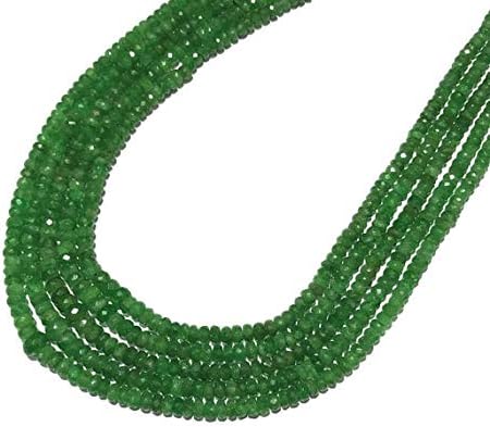 Tsavorite Faceted Rondelle Necklace, Natural Gemstone Beads Necklace, Size 3 to 5.5 mm 18