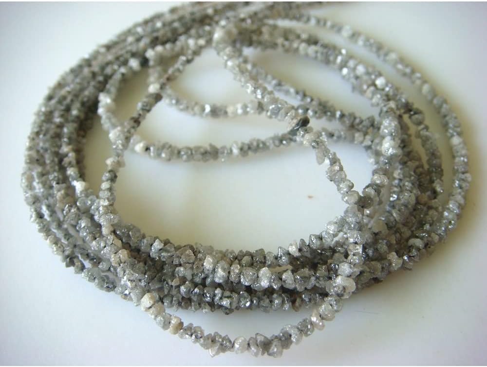 2mm Gray Rough Diamonds, Sparkling Gray Raw Diamond Beads, Gray Raw Uncut Diamond Beads For Jewelry (4IN To 16IN Options), 2 MM
