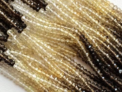 BEADS GEMSTONE 5 Strand Natural Lemon Quartz Beads Shaded Lemon Quartz Micro Faceted Rondelle Beads, Bio Lemon Beads, Lemon Quartz Necklace 3-4mm, 14 Inche Code-HIGH-16546