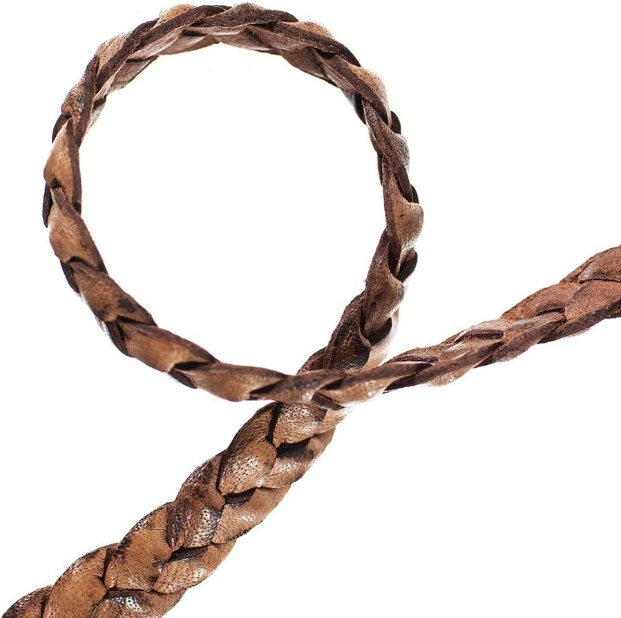 Craft County Flat Braided Leather Jewelry Craft Cord – Necklaces, Belts, Bracelets, Crafts and Jewelry Making (Red Brown, 10mm X 25 Yards)