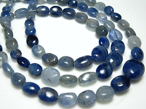 13 inch natural beads strand of 4-8mm smooth oval shaded blue sapphire gemstone beads for DIY jewelry - necklace, bracelet, earring, ring.