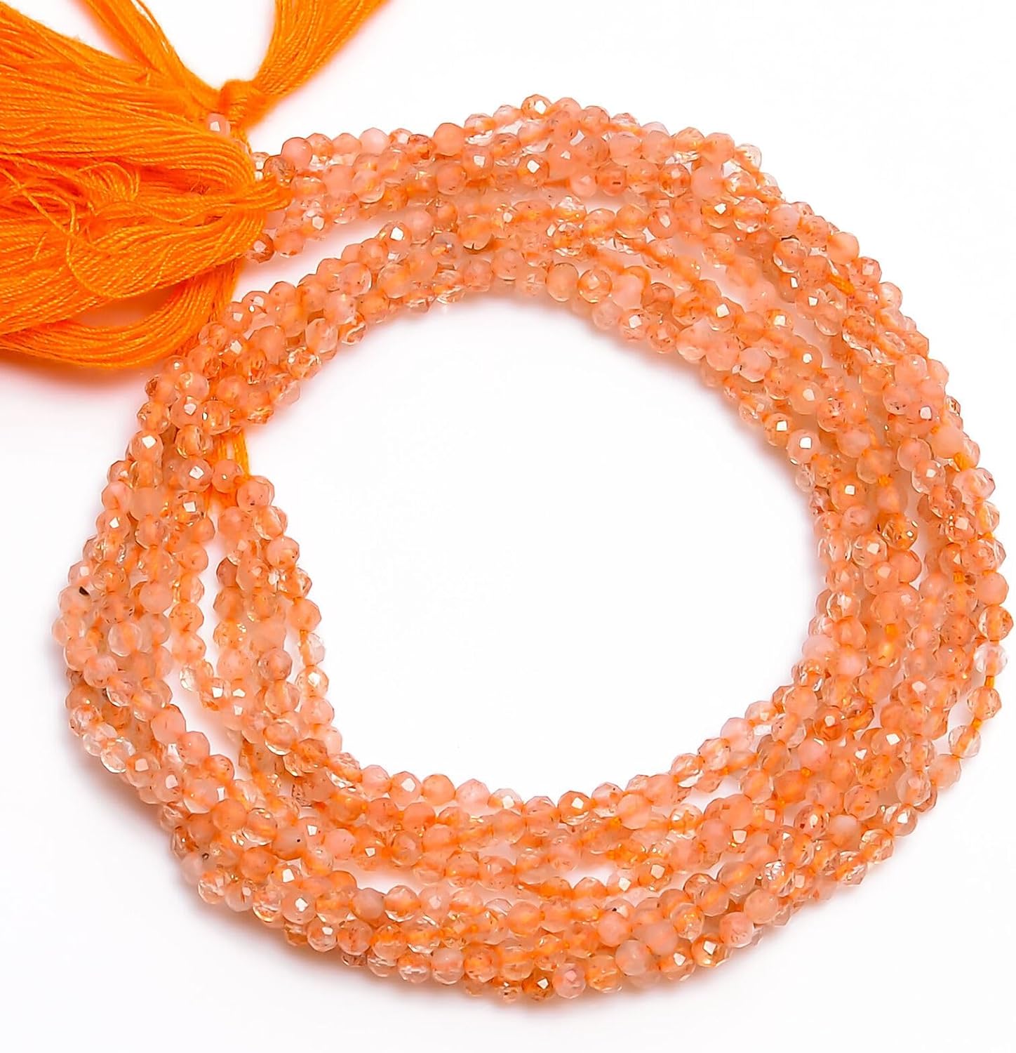 2.5mm Natural Sunstone Faceted Round Rondell Beads for Jewelry 33 cm 25 Strand CHIK-STRD-86936