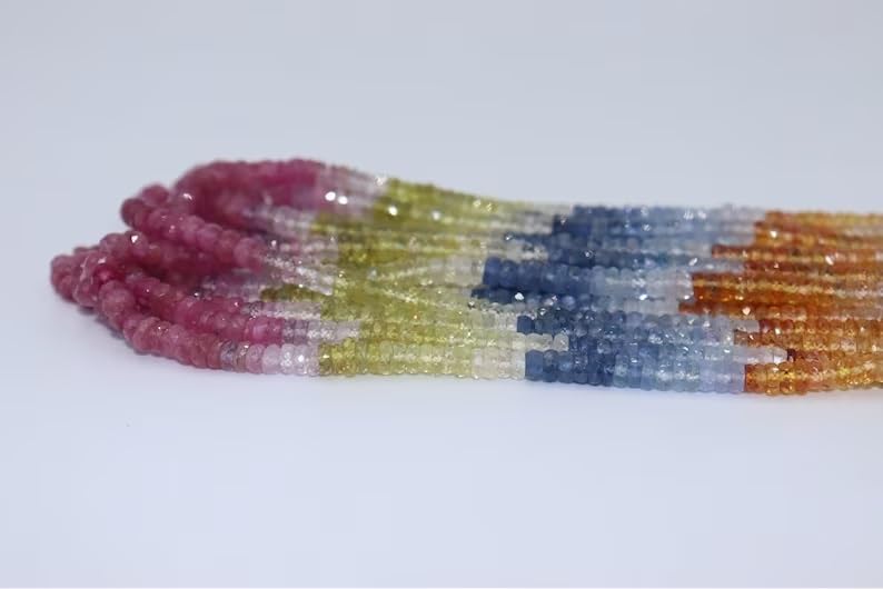 Multi Sapphire Faceted Rondelle Beads 4-5 mm Multi Rainbow Beads Multi Sapphire Beads Wholesale Beads Multi Sapphire Beads
