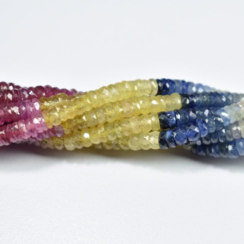 Natural Multi Precious tyre Faceted Beads 4-4.25mm 16 inch Long String Jewelry Making Gemstone Beads for Necklace Bracelet