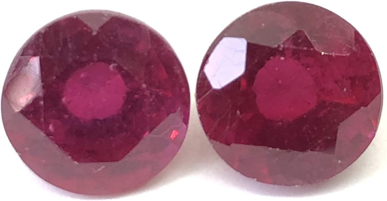 9.18 Ct Pair Ruby Round Shape Size 9 mm Cut Faceted High Quality Fine Loose Gemstone Best for Making Earring Jewelry