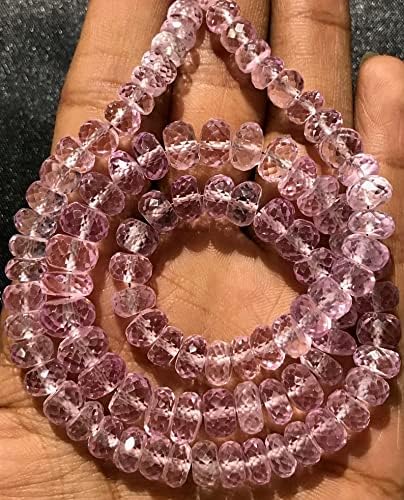 Natural MORGANITE Corundum rondelle Faceted Beads 6X8 18 inch Long String Jewelry Making Gemstone Beads for Necklace Bracelet