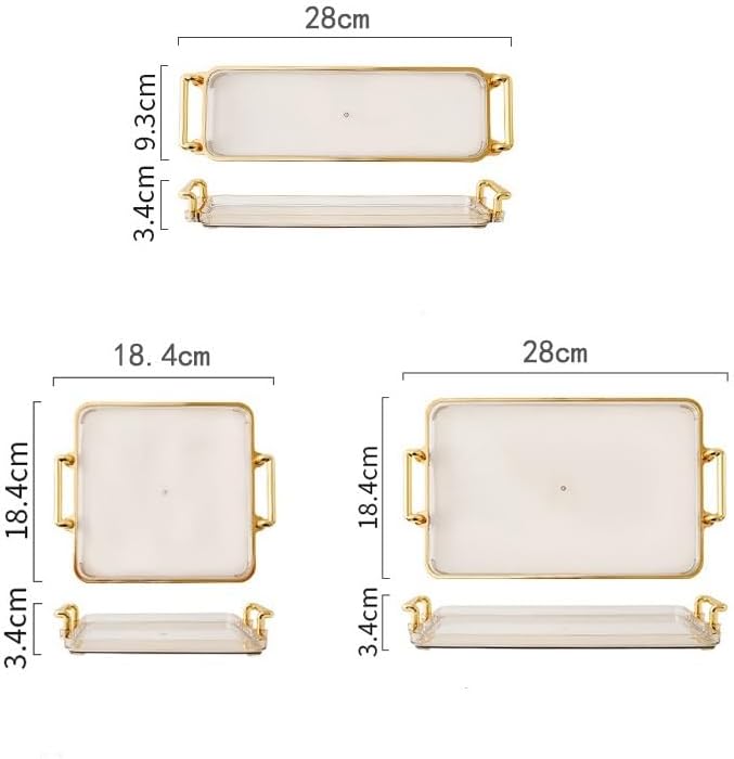 Cafeteria Tray Tray Household Rectangular Cosmetics Storage Tray Living Room Water Cup Storage Tray Hotel Apartment Storage Tray Serving Trays(B,Medium)