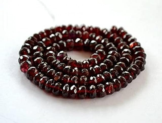 Garnet Gemstone Bead. Faceted Rondelle Gemstone, 6.5mm Semi Precious 16
