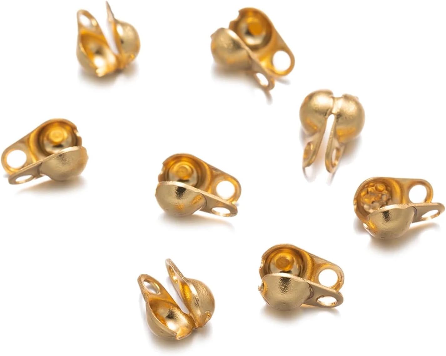 Knot Covers for Jewelry Making 2000pcs Stainless Steel End Clasp Beads Open Cover Crimp Connector for DIY Necklaces Bracelets Jewelry(B Gold 3.2mm)