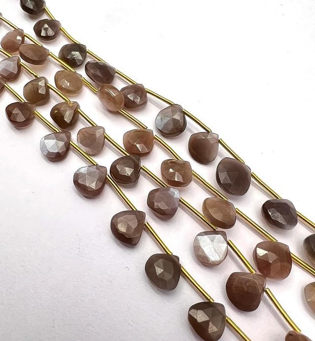 1 Strand Natural Grey Moonstone Chocolate Shade 18 Pieces Beads Size 10x10mm Shape Heart Cut Faceted Making, Beading & Craft Supplies CHIK-STRD-76672