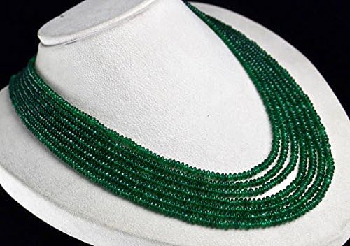 7 Line EMERALD Color Natural GREEN Quartz Round BEADS Necklace 17 INCHES 5MM TO 4 MM