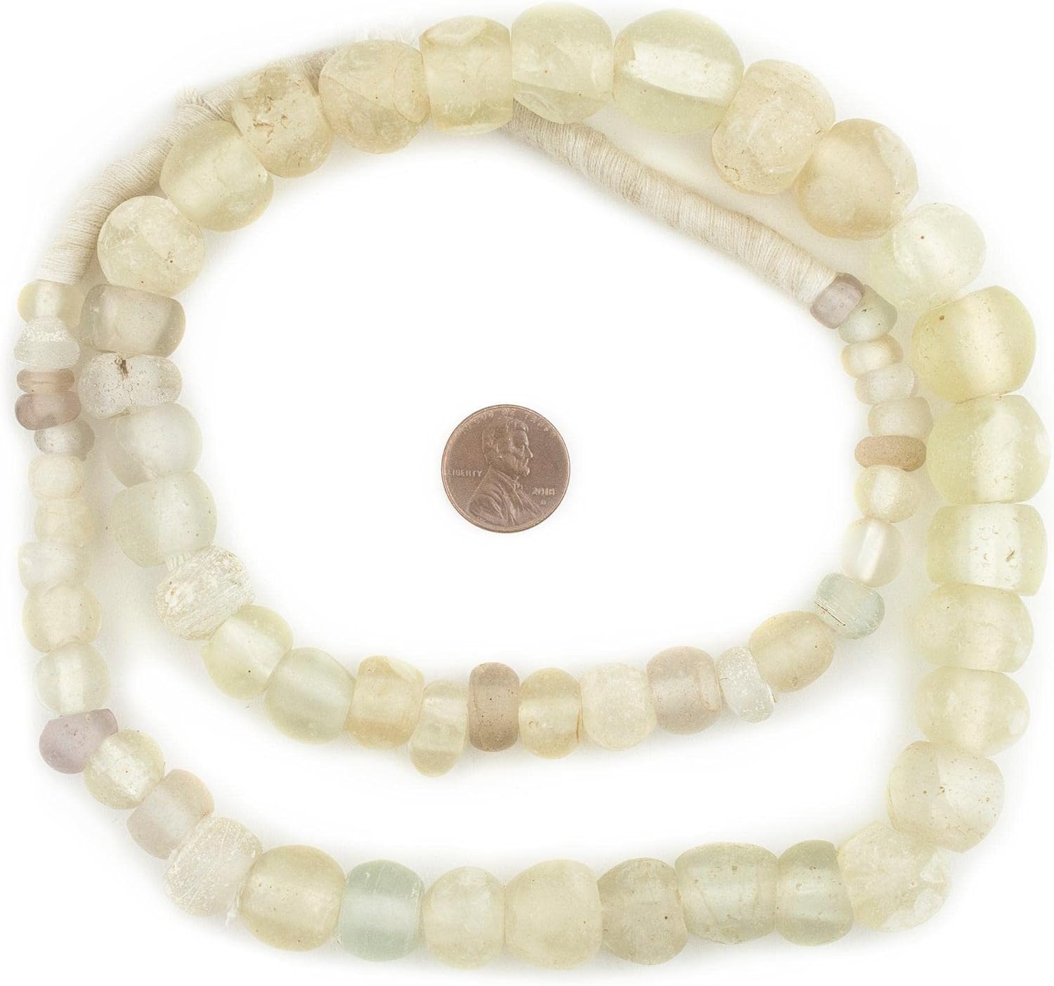 The Bead Chest Antique Transparent Dutch Dogon Trade Beads 14mm Nigeria African Clear Round Glass Large Hole 28 Inch Strand Handmade