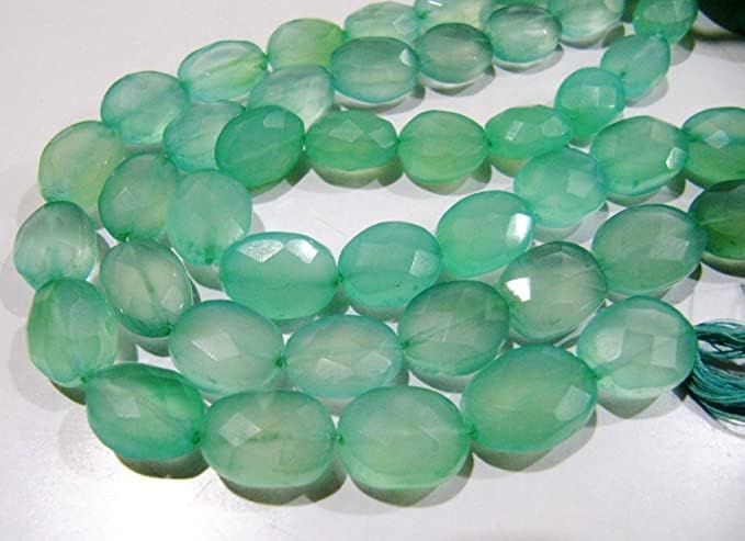 Hanumat Gems Lot of 10 Strands AAA Quality Natural Aqua Chalcedony Briolette Beads/Approximately 9x12 to 10x14 mm Oval Faceted Chalcedony Beads/Strands 8 inches Long Strand
