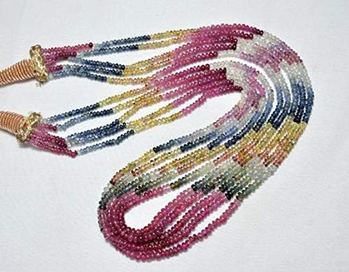 Multi Sapphire Gemstone Beads, Sapphire Smooth Rondelle Beads, Gemstone for Jewelry, 2.5mm - 3.5mm, 16 Inches Strand Code-HIGH-33840