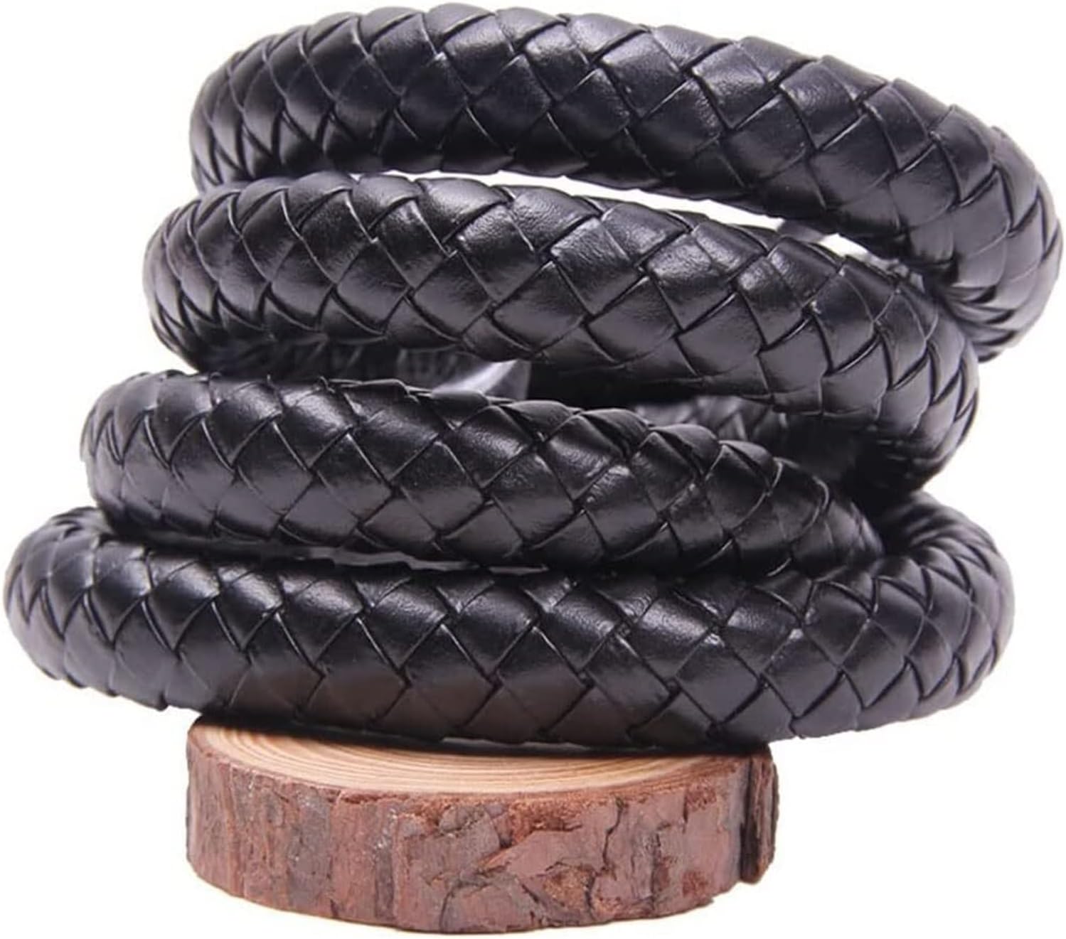 Fold Braided Leather Cord,10mm 12mm Round Leather Cord String DIY Necklace Bracelet Making Black Brown Braided PU Rope Jewelry Accessories, 1pcs (Color : Black, Size : 10mm 5m) ( Color : Brown , Size