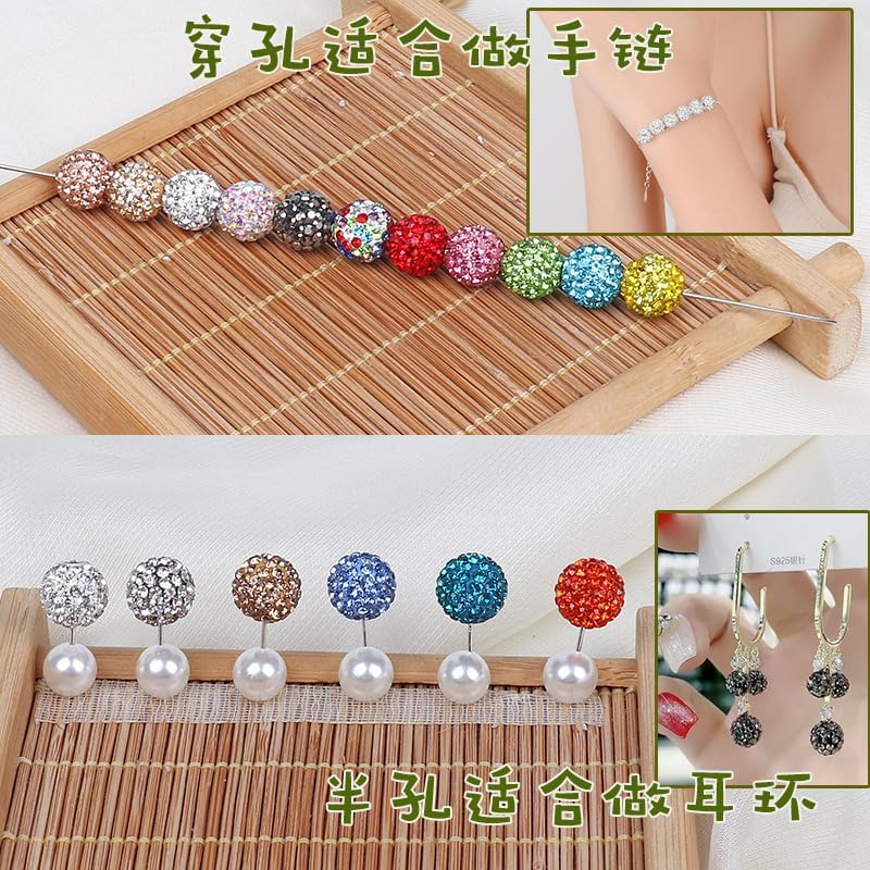 30pcs 3-40mm Shiny Crystal Beads, Rhinestone Beads for DIY Jewelry Making, Durable Spacer, Bracelet Charms for Crafting, Gifts (Champagne Color, 30pcs 40mm)