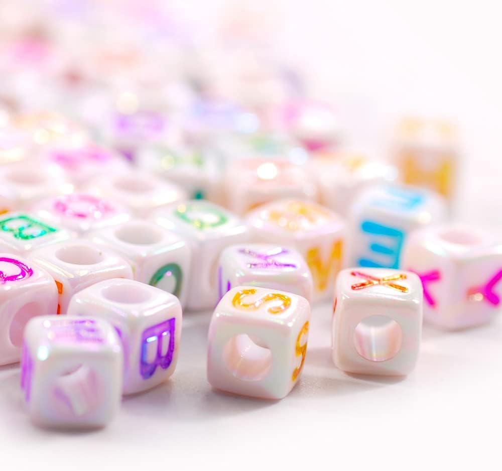 Davitu Handicrafts Tool English Alphabet Square A Z Acrylic Letter Beads 6/7mm Alphabet Enlightenment Toy Beads |Beads| - - (Item Diameter: 6x6mm 2500Pcs)