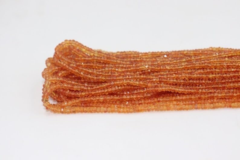 Padparadscha Orange Sapphire Faceted Rondelle Beads 2.5-3 mm Orange Songea Sapphire Rondelle Beads Padparadscha Sapphire Beads