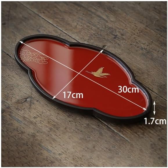 Tray Solid Wood Tray Chinese Style Small Tea Tray Dry Tea Fenghong Palace Festive Imitation Lacquer Pot Serving Trays(E)