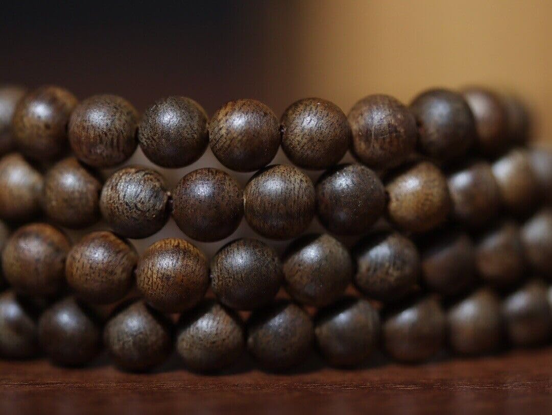 Agarwood 10mm+6mm Nha Trang White Chess Agarwood Bracelet Set Buddha Bead Rosary