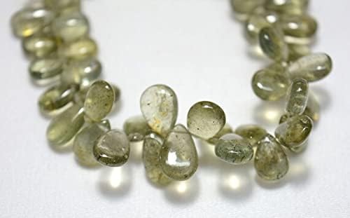 8 inch Strand of Natural Aquamarine 5x7-6x10mm pear Smooth briolette Beads for DIY Jewelry Making. |BRIO_00656