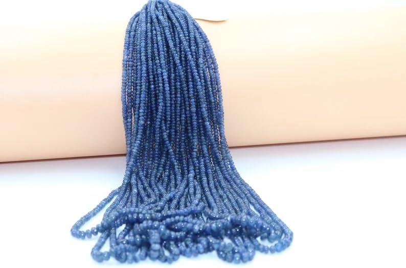 Burma Blue Sapphire Smooth Rondelle Beads 3-4 mm Blue Sapphire Smooth Beads Blue Sapphire Rondelle Beads Wholesale Beads