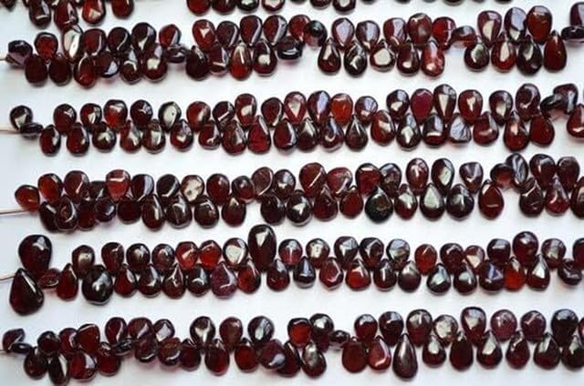 7 Inch 7x9-7x12mm Natural Red Garnet Smooth Pear Shape Briolette Beads lot of 5 Strands Chik-STRD- 91834