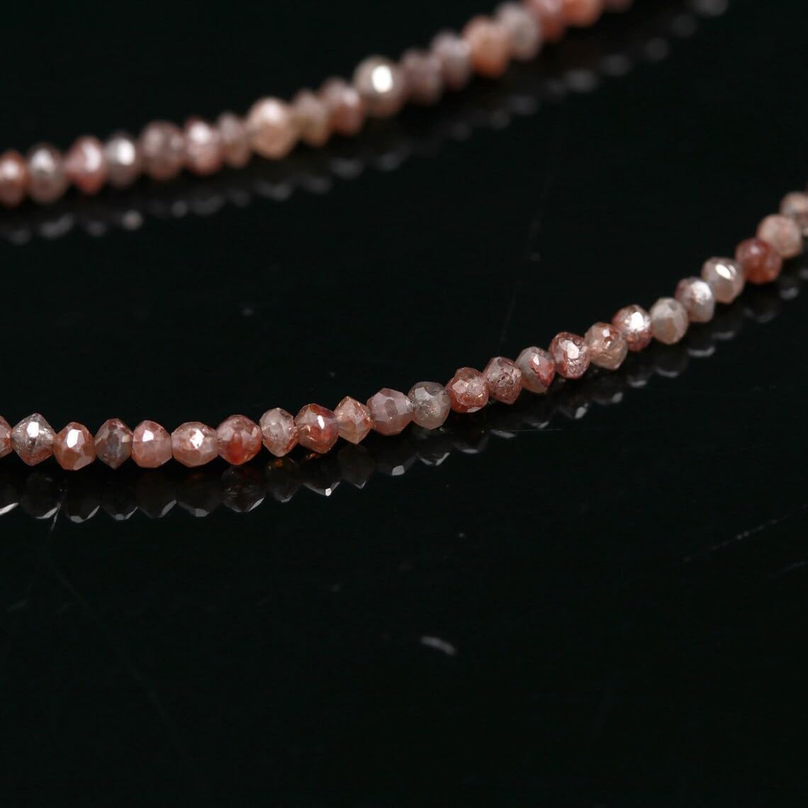 Natural Red Pink Diamond Faceted Beads Rare Diamond Rondelle Beads Strand for Jewelry Making