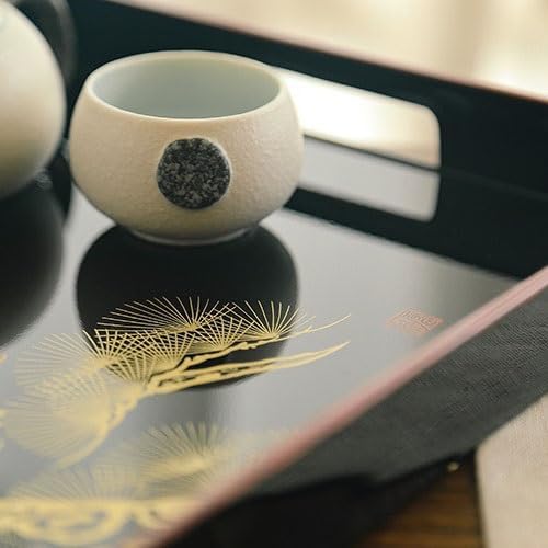 Tray Front Heavy Lacquerware Long Hand Tray Japanese Style Hand-Painted Fruit Tray Wedding Housewarming Gift Tea Tray Serving Trays(B)