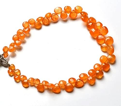 Beads Gemstone 1 Strand Natural 7 inch Natural Gemstone Spessartine Faceted Beads Heart Shape Briolettes Very Rare Orange Garnet 4 to 7 MM Code-HIGH-22643