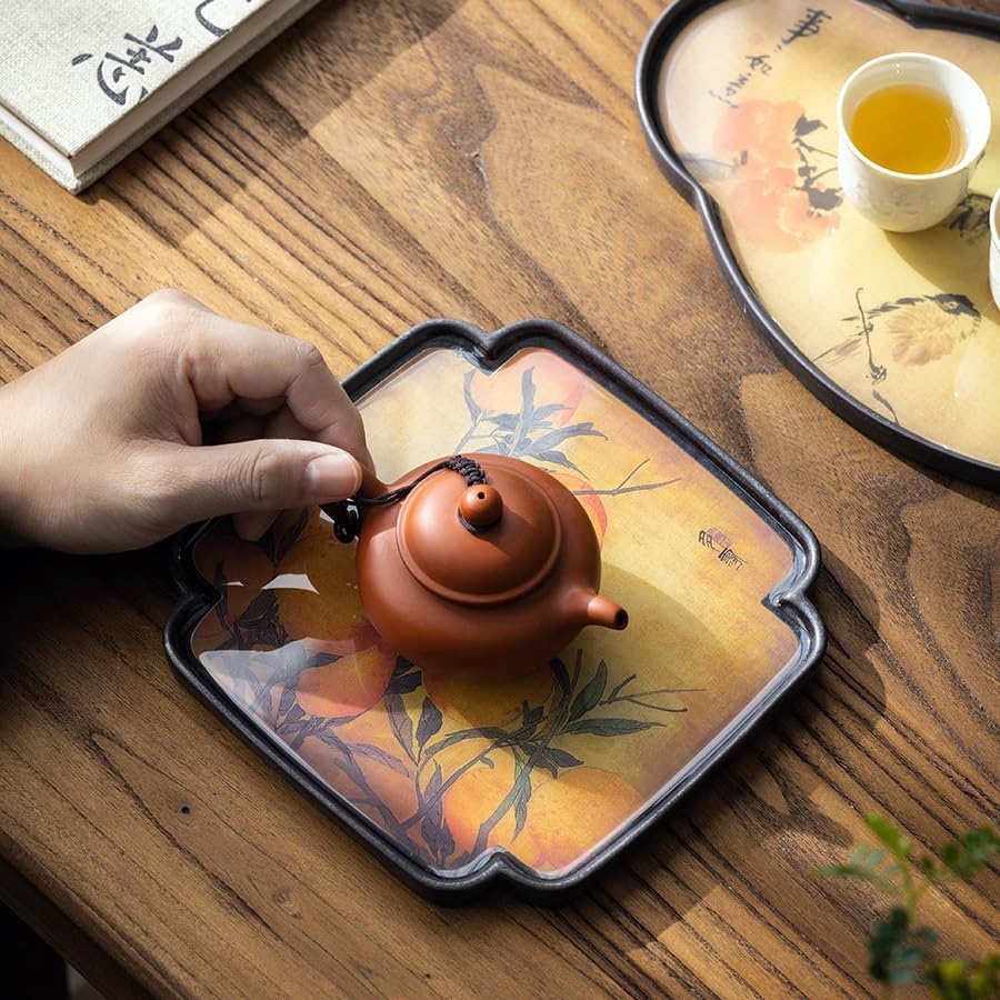 Foodtray Ruyi Ceramic Small Tea Tray Dry Pot Holder Ceremony Accessories Home Chinese Dining Serving(C)