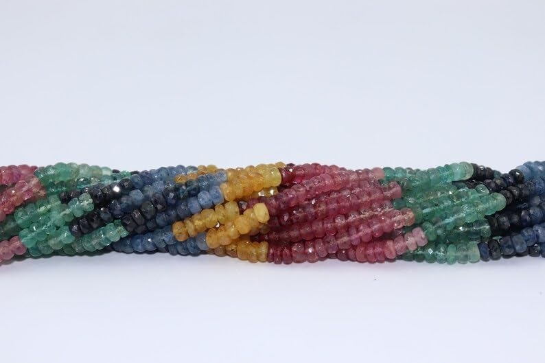 Multi Precious Faceted Rondelle Beads 4.5-5 mm Multi Rainbow Beads Multi Sapphire Beads Rainbow Sapphire Beads