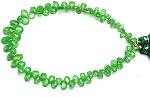 GEMZ 4 inch Strand of Natural tsavorite Green Garnet pear Shape Faceted Cut Green Color briollete Beads for DIY Jewelry Making- Earring Necklace Bracelet.