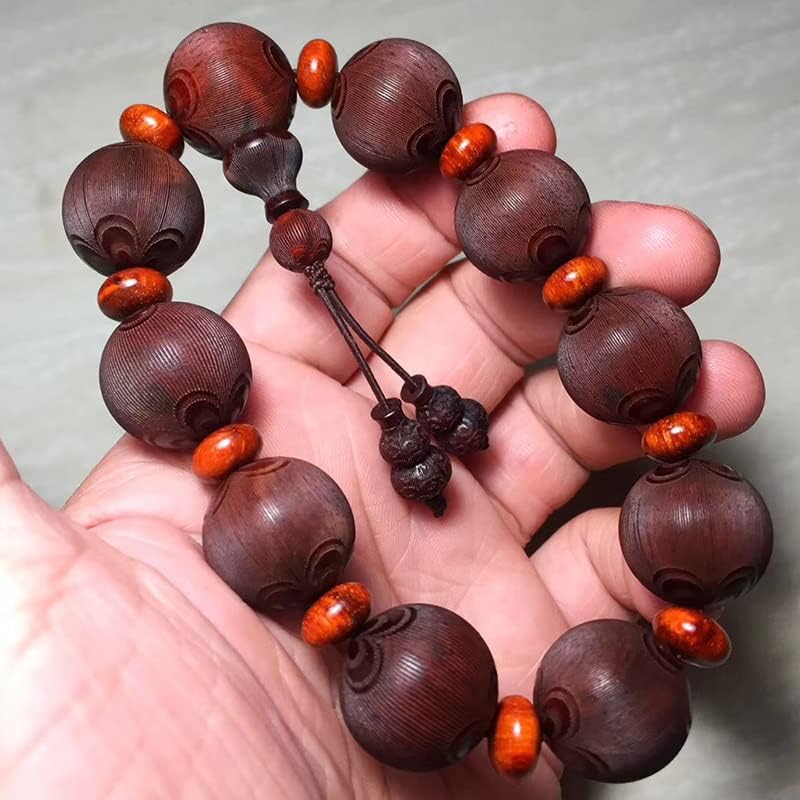 小叶紫檀1.8 * 10颗高油密 雕刻梅花珠佛珠手串念珠 搭配算盘珠隔片(小叶紫檀雕刻梅花珠)