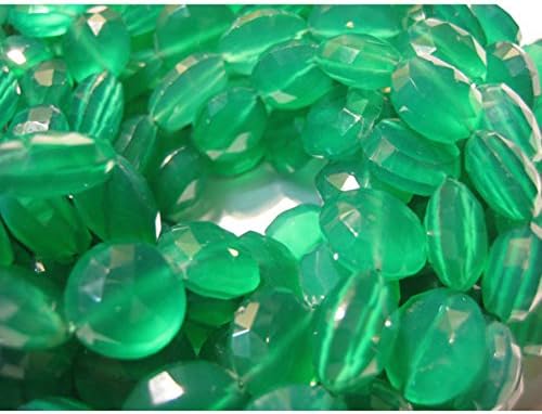 13 inch natural beads strand of 12-14mm faceted coin green onyx gemstone beads for DIY jewelry - necklace, bracelet, earring, ring.