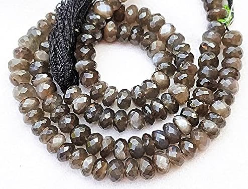 13 inch Strand of Natural gem Gray Moonstone, 7.5mm rondelle Faceted Beads for DIY Jewelry Making. | Beads_03946