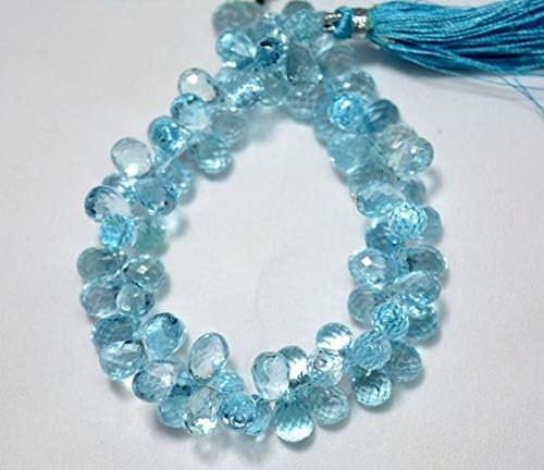 Blue Topaz Tear Drops Beads, Faceted Beads, Blue Topaz Cut Drops Briolettes Beads, 7x10mm Approx, 8 Inch Strand Code-HIGH-24076