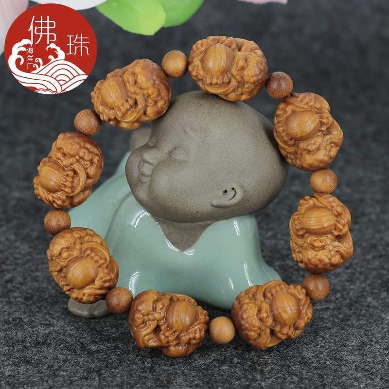 印度老山檀有求必应系列香木手串2.0 老料佛珠手链男女民族风(3.雕刻珠加隔珠1.9 * 2.4cm*8颗)