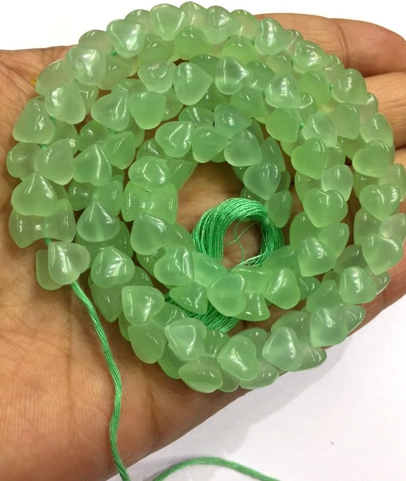 13 inch Strand of Natural gem Green Chalcedony, 11mm Fancy Smooth Beads for DIY Jewelry Making. | Beads_04162