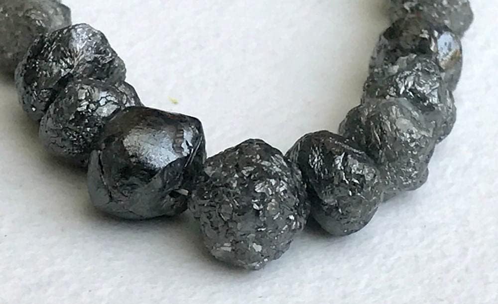 5-8mm Large Dark Gray Round Rough Diamonds, Raw Diamonds, Conflict Free, Natural Gray Diamond Beads For Jewelry (9Pcs To 18Pcs) - DS3307, 5 MM - 8 MM