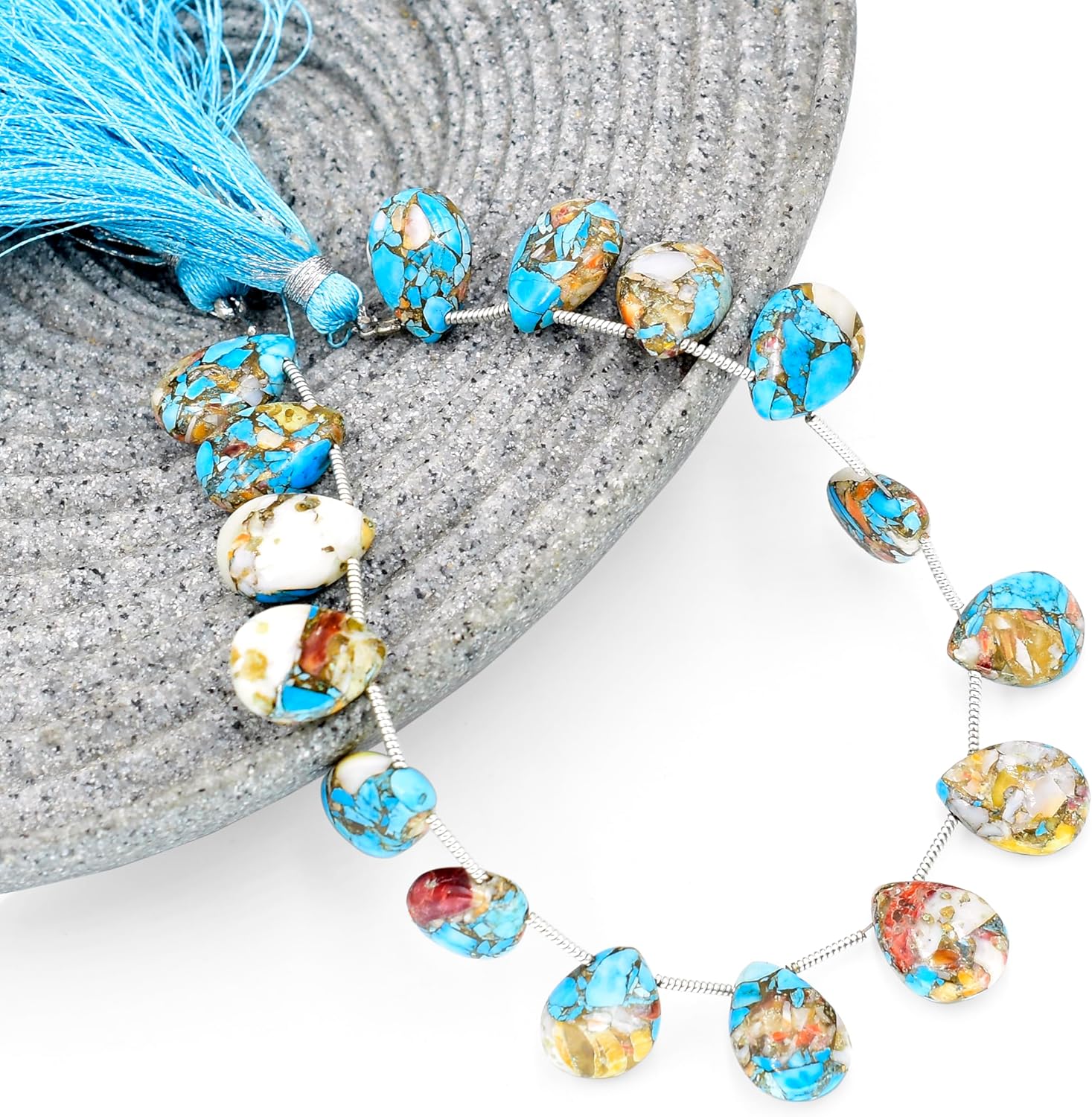 Natural Oyster Copper Turquoise Gemstone Loose Beads for Jewelry Making DIY Necklace 8 Inch Strand of 10X14mm Drop Shape Faceted Crystal Stone Briolette Gems Crafting Bead