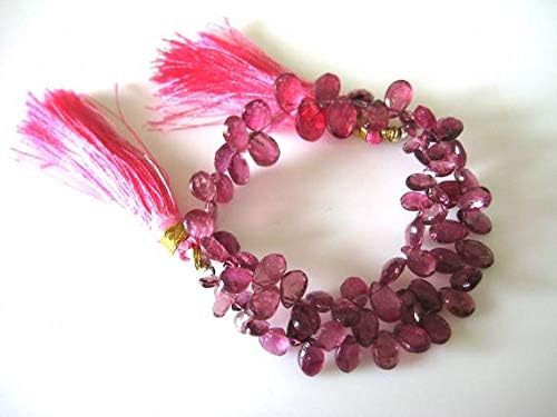 Pink Tourmaline, Faceted Pink Tourmaline Beads, Tourmaline Briolettes, Pear Beads, 8mm to 5mm Beads, 8 Inch Strand Code-HIGH-48600