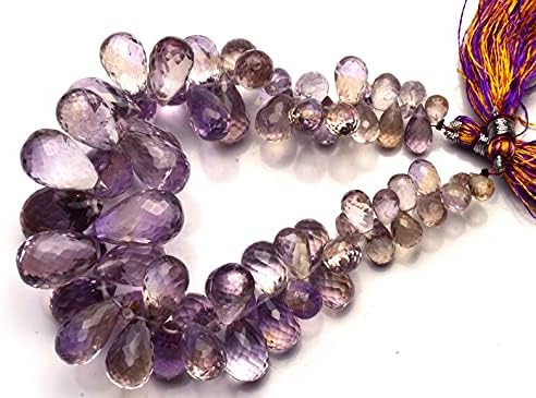 8 inch Strand of Natural Ametrine 8x5-20x13mm Teardrop Faceted briolette Beads for DIY Jewelry Making. |BRIO_00395