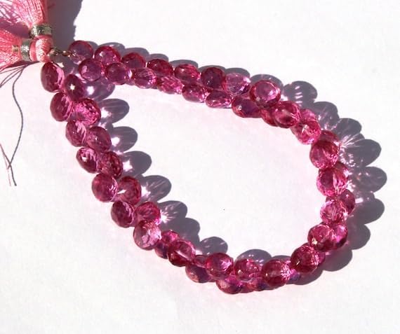 Beads Gemstone 7 mm Pink Mystic Quartz Micro Faceted Onion Briolettes 4 Inch Long Strand. Code-HIGH-40499