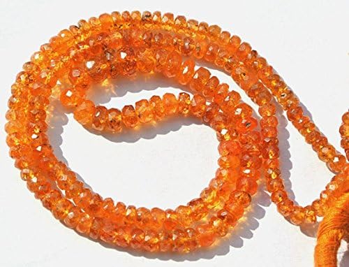 13 inch natural beads strand of 3.5-4.5mm faceted rondelle spessartine garnet gemstone beads for DIY jewelry - necklace, bracelet, earring, ring.