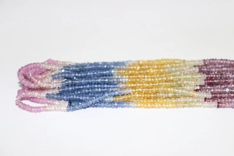 Multi Sapphire Faceted Rondelle Beads 3.5 mm Multi Beads Multi Rainbow Beads Multi Sapphire Beads Wholesale Beads