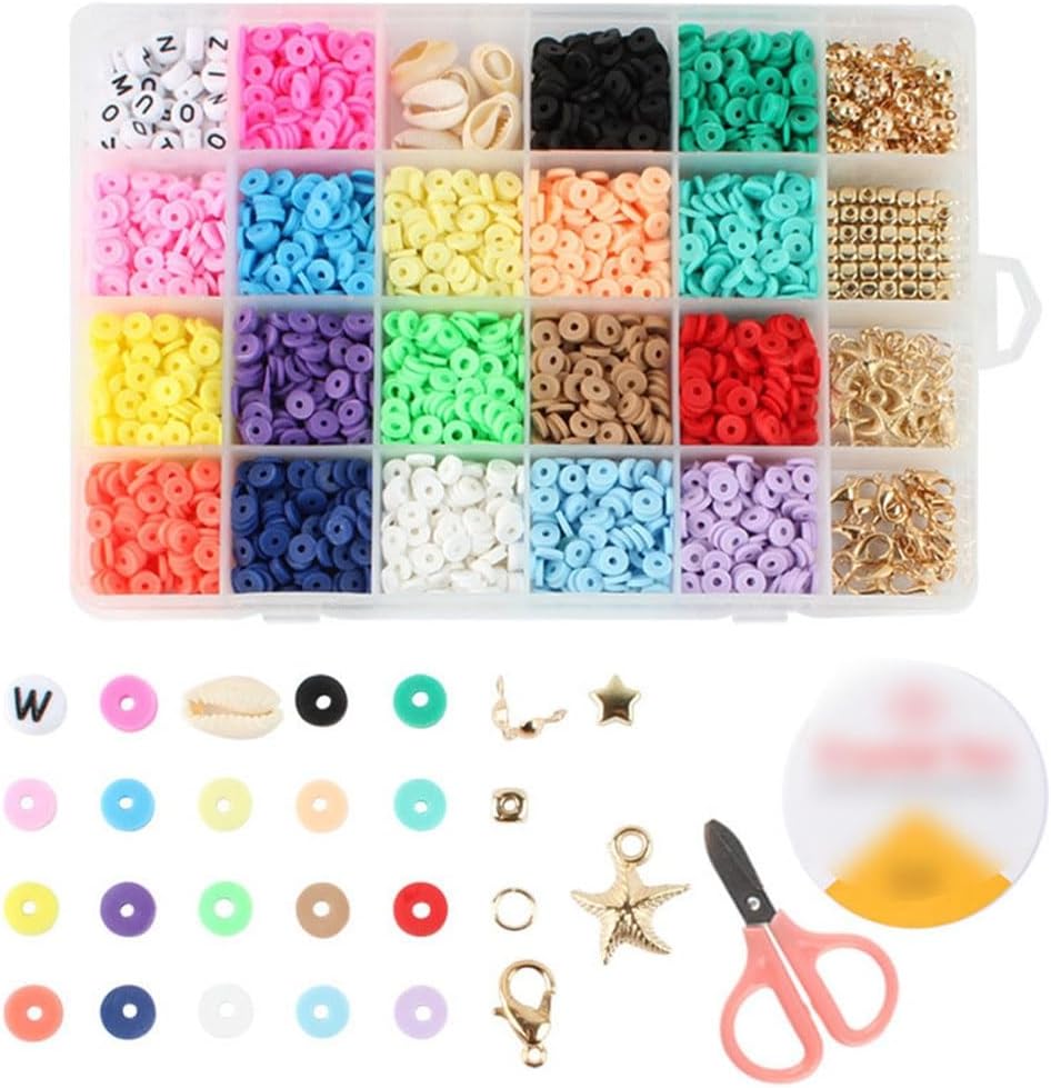 24 Grids of 6mm Soft Clay Beads Flakes Boxed Color Discs Bohemian DIY Jewelry Accessories